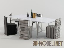3d-модель Прямоугольный стол и стулья в чехлах