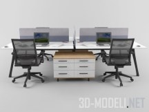 3d-модель Рабочее место для четырех человек