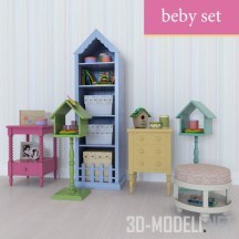 3d-модель Набор яркой мебели для детской