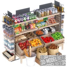3d-модель Полки с продуктами в магазине