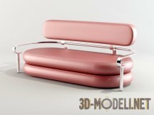 3d-модель Розовый диван с металлическими подлокотниками и кресло