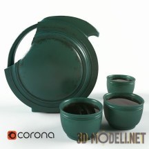 3d-модель Чайный набор посуды в этническом стиле