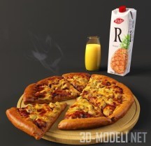3d-модель «Гавайская» пицца и сок Rich