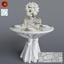 3d-модель Свадебный cтол с белыми гортензиями