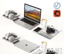 3d-модель Рабочее место с Silver MacBook