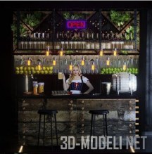 3d-модель Пивной бар OPEN, с девушкой-барменом