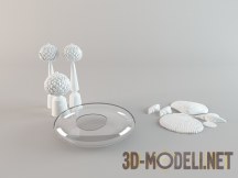 3d-модель Интерьерные аксессуары - артишоки и ракушки
