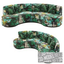 3d-модель Изогнутый диван Stella с обивкой из ткани Cole & Son