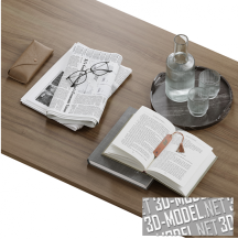 3d-модель Набор предметов для чтения на столе