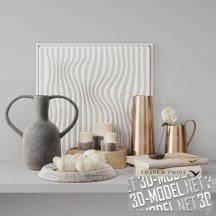 3d-модель Набор декора от Zara home с каменными и латунными элементами