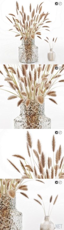 3d-модель Сухие цветы в рифленой вазе