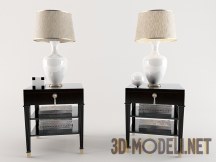 3d-модель Две тумбочки с настольными лампами