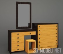 3d-модель Комод, табурет и зеркало