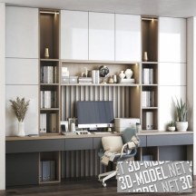 3d-модель Рабочее место с симметричными шкафами и стулом IKEA LONGFJELL