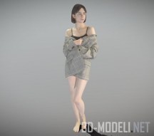 3d-модель Сексуальная девушка в клетчатом сером пиджаке