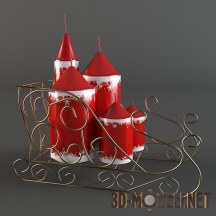 3d-модель Ажурные сани с новогоднимми свечами