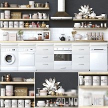 3d-модель Кухонный сет со стиральной машиной