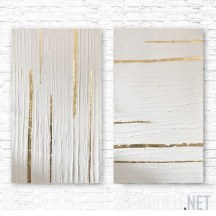 2 абстрактных панно (белые с золотом)
