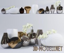3d-модель Комплект ваз и орхидеи