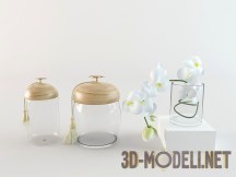 3d-модель Баночки и стакан с орхидеей
