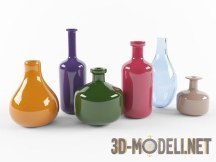 3d-модель Разноцветные декоративные вазы