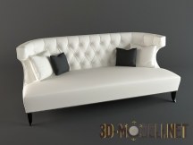 Белый диван с простежкой капитоне