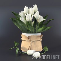 Белые тюльпаны с крафтовым декором
