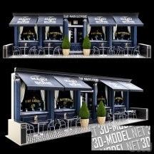 3d-модель Летнее кафе с синим фасадом