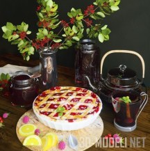 Тертый пирог, чай и ягоды