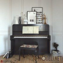 3d-модель Пианино с аксессуарами