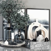 3d-модель Сет с вазами из синего стекла