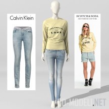 3d-модель Манекен в одежде Calvin Klein и Scotch & Soda