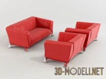 3d-модель Набор красных диванов