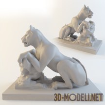 Скульптура льва на постаменте