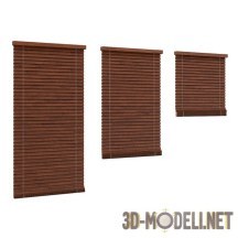 3d-модель Горизонтальные жалюзи с коричневыми деревянными ламелями