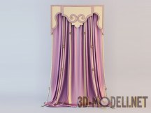 3d-модель Розовые шторы в стиле art-deko