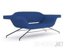 Кресло-диванчик с синей обивкой