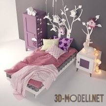 3d-модель Детская мебель с набором декора