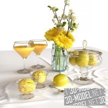 3d-модель Набор с желтыми хризантемами и морожены