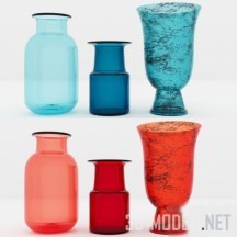 3d-модель Три стеклянные вазы