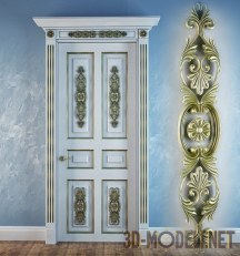 3d-модель Классическая дверь с золотом и декором
