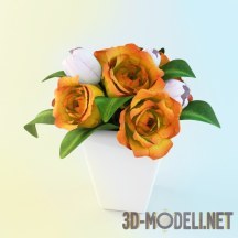 3d-модель Букет из роз с тюльпанами