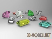3d-модель Набор разноцветных бриллиантов