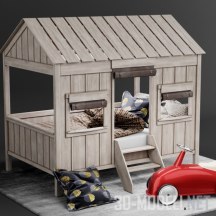 3d-модель Детский домик с кроваткой и машина
