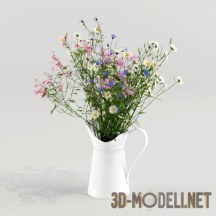 3d-модель Полевые цветы в белом кувшине