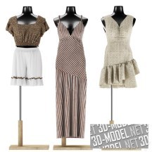 3d-модель Летняя женская одежда на трех манекенах