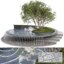 3d-модель Декоративный пруд с зеленью