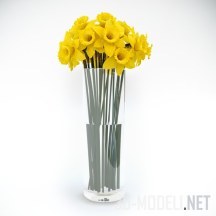 Высокая ваза с желтыми нарциссами