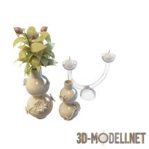 3d-модель Декоративный набор – вазы и подсвечник