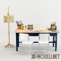 3d-модель Дизайнерский стол и деревянный пюпитр